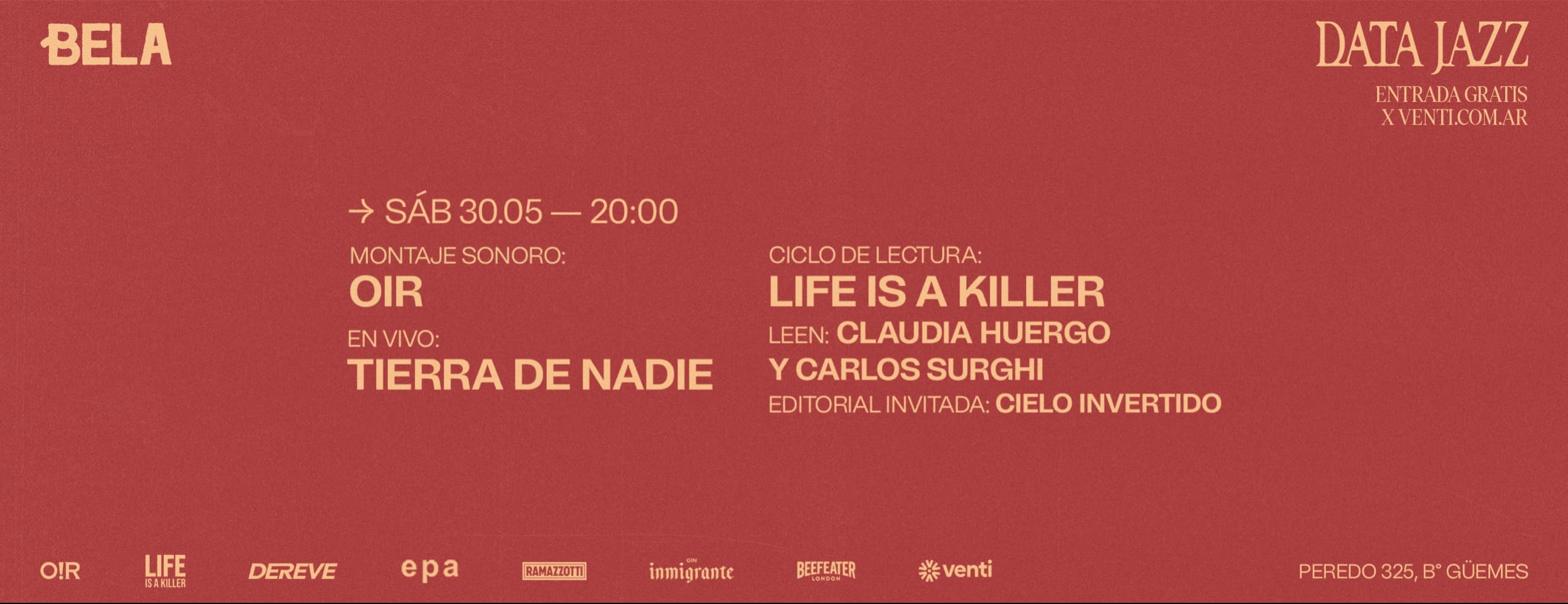 DATA JAZZ x BELA - Tierra de nadie + lecturas: Claudia Huergo + Carlos Surghi + OIR montaje sonoro